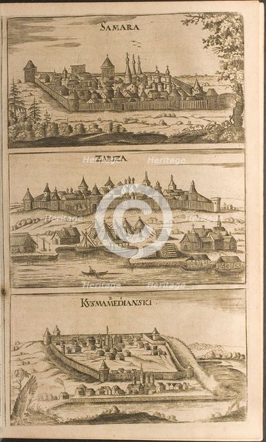 Samara, Tsaritsyn and Kozmodemyansk (Illustration from Travels to the Great Duke of Muscovy and the Artist: Rothgiesser, Christian Lorenzen (?-1659)