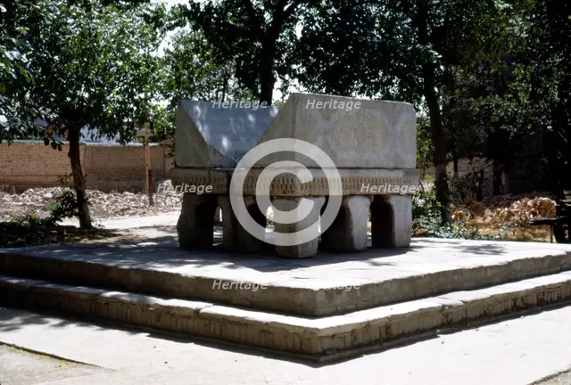 Samarkand Stone Lectern, Bibi-Khanum Mosqu ruins, c20th century. Artist: CM Dixon.