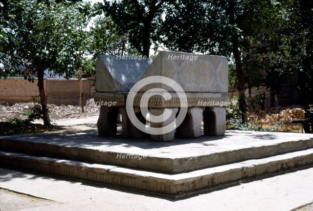 Samarkand Stone Lectern, Bibi-Khanum Mosqu ruins, c20th century. Artist: CM Dixon.