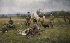 Sami Collecting Reindeer which have Been Shot, 1892. Creator: Johan Tiren