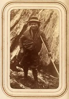 Sami man with a stick, 1868. . Creator: Lotten von Duben