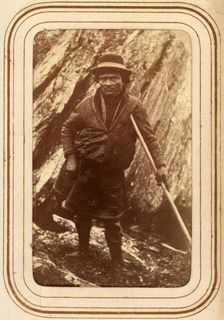 Sami man with a stick, 1868. . Creator: Lotten von Duben