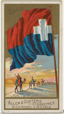 Samos, from Flags of All Nations, Series 2 (N10) for Allen & Ginter Cigarettes Brands, 1890., Creator: Allen & Ginter