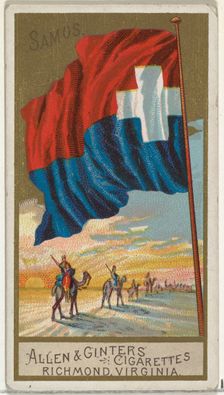 Samos, from Flags of All Nations, Series 2 (N10) for Allen & Ginter Cigarettes Brands, 1890., Creator: Allen & Ginter