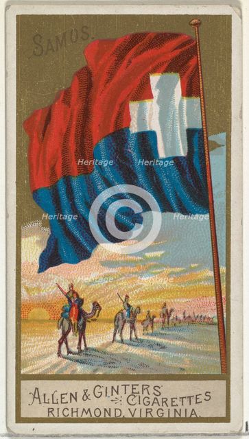 Samos, from Flags of All Nations, Series 2 (N10) for Allen & Ginter Cigarettes Brands, 1890., Creator: Allen & Ginter.