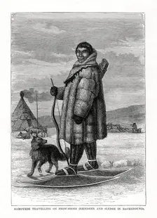 Samoyede Travelling on Snow-Shoes Russia, 1877