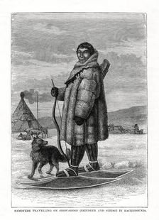Samoyede Travelling on Snow-Shoes Russia, 1877