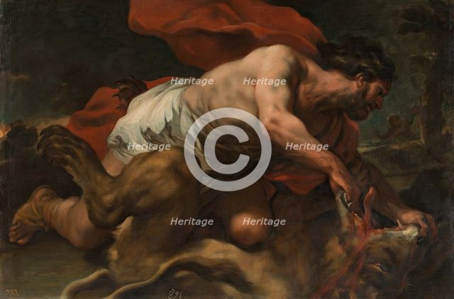 Samson and the Lion, between 1694 and 1696. Creator: Luca Giordano.