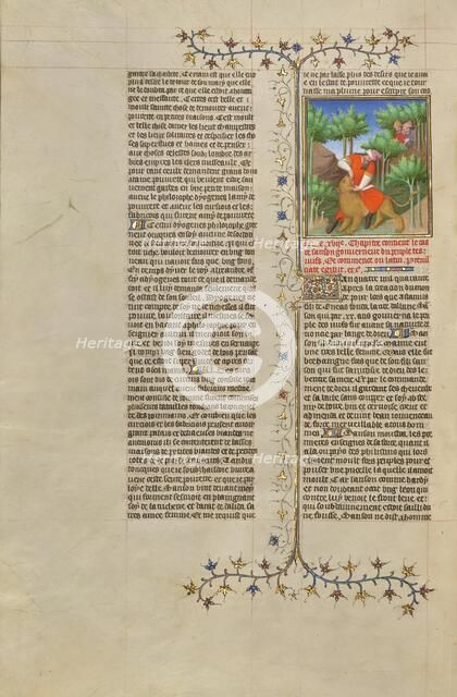 Samson and the Lion; Des cas des nobles hommes et femmes, about 1413-1415. Creators: Boucicaut Master, Workshop of the Boucicaut Master.
