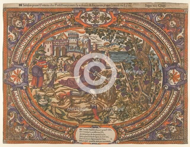 Samson and the Lion, from the Story of Samson, ca. 1560-80., ca. 1560-80. Creator: Anon.