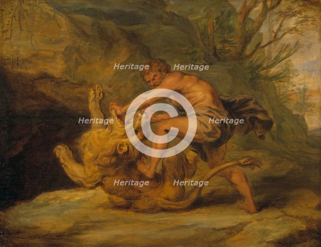 Samson and the Lion. Study, early-mid 17th century. Creator: Workshop of Peter Paul Rubens.