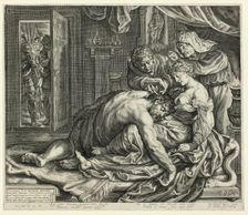 Samson and Delilah, c.1612. Creator: Jacob Matham
