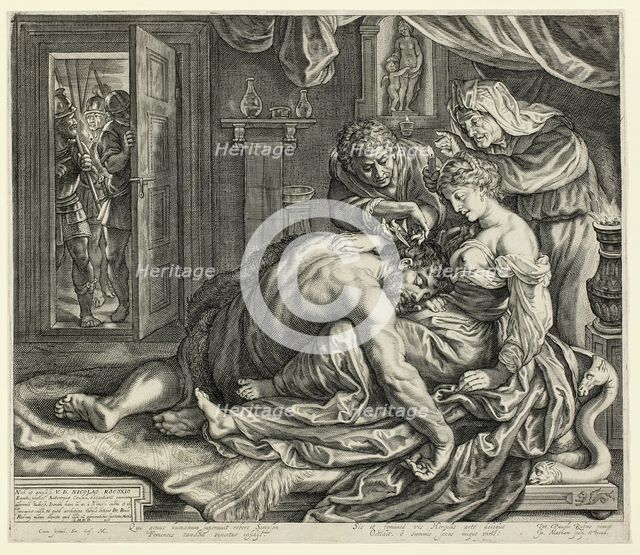 Samson and Delilah, c.1612. Creator: Jacob Matham.