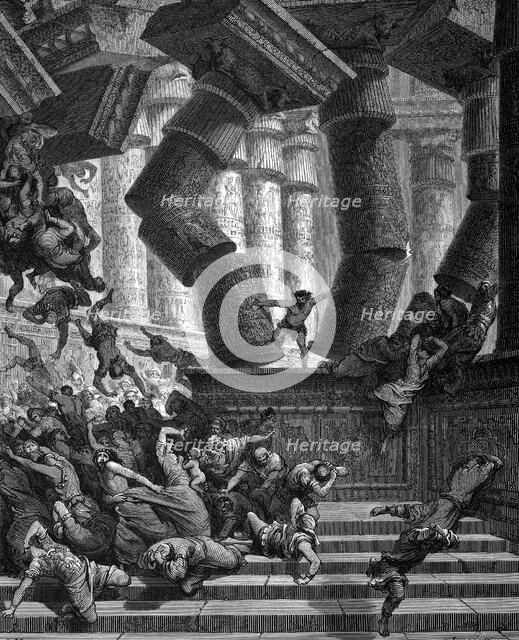 Samson bringing down the Temple of Dagon, 1866. Artist: Gustave Doré