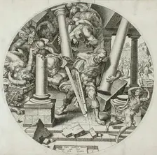 Samson Destroying the Temple, c1560. Creator: Philip Galle