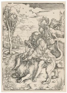 Samson Fighting with the Lion, c1496. Creator: Dürer; Albrecht (1471-1528)