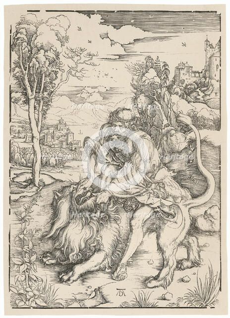 Samson Fighting with the Lion, c1496. Creator: Dürer; Albrecht (1471-1528).