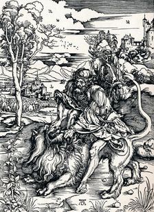 Samson Rending the Lion 1497 (1906). Artist: Albrecht Durer