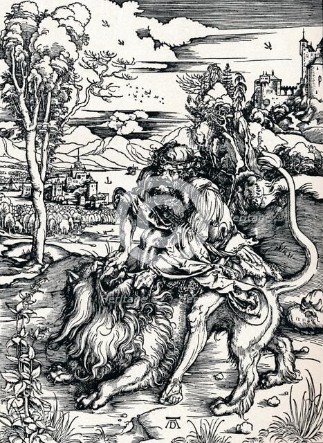 'Samson Rending the Lion', 1497 (1906). Artist: Albrecht Durer.
