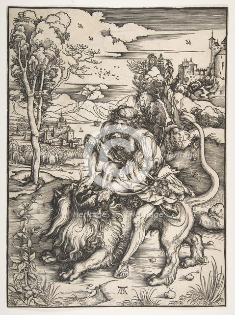 Samson Rending the Lion, ca. 1497-98. Creator: Albrecht Durer.