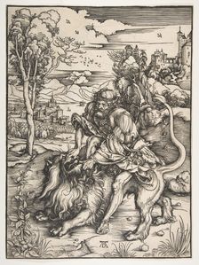 Samson Rending the Lion, ca. 1497-98. Creator: Albrecht Durer