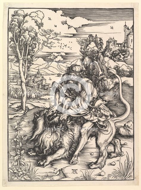 Samson Rending the Lion, ca. 1497-98. Creator: Albrecht Durer.