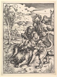 Samson Rending the Lion, ca. 1497-98. Creator: Albrecht Durer