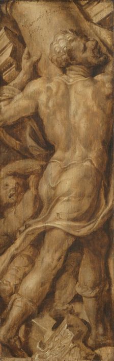 Samson Shattering the Pillars of the Temple, c.1550-c.1560. Creator: Maerten van Heemskerck