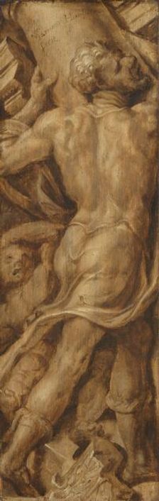 Samson Shattering the Pillars of the Temple, c.1550-c.1560. Creator: Maerten van Heemskerck