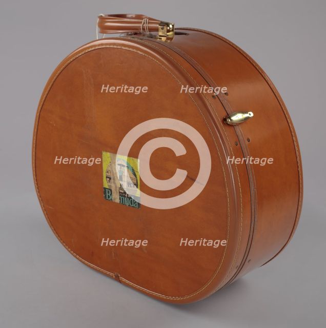 Samsonite hat box suitcase from Mae's Millinery Shop, 1941-1994. Creator: Samsonite.