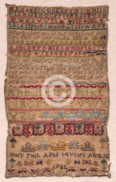 Sampler, 1752. Creator: Unknown.