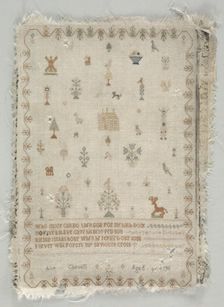 Sampler, 1798. Creator: Unknown