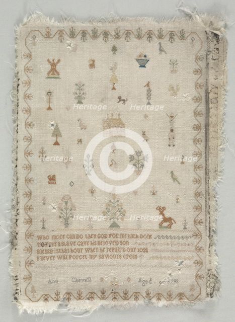 Sampler, 1798. Creator: Unknown.