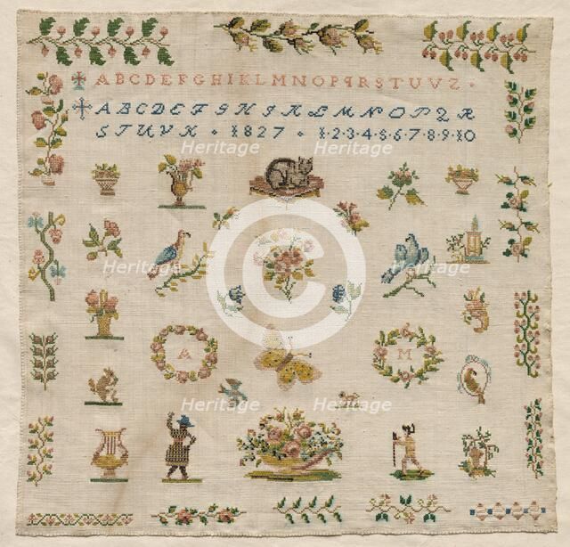 Sampler, 1827. Creator: Unknown.