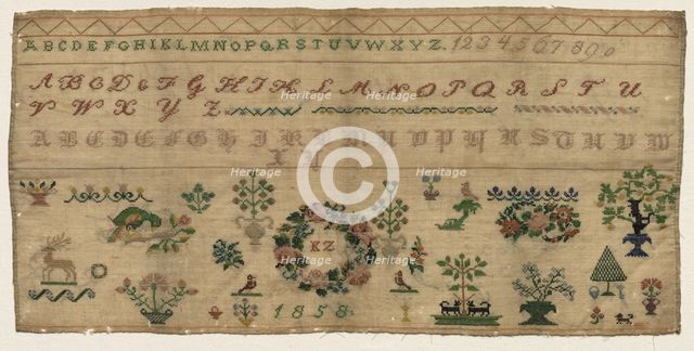 Sampler, 1858. Creator: Celia Kestenbaum Grossman (Austrian).