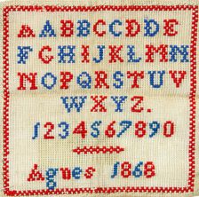 Sampler, 1868. Creator: Unknown
