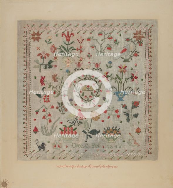 Sampler, 1935/1942. Creator: Elmer G Anderson.