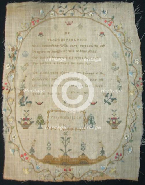 Sampler, United States, 1796. Creator: Mary M Wallace.