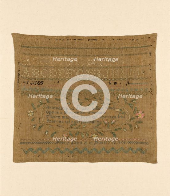 Sampler, United States, 1808. Creator: Nancy Laird.