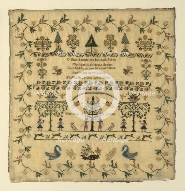 Sampler, United States, 1824. Creator: Elizabeth Moss.