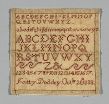 Sampler, United States, 1833. Creator: Kitty Marriot Moffat