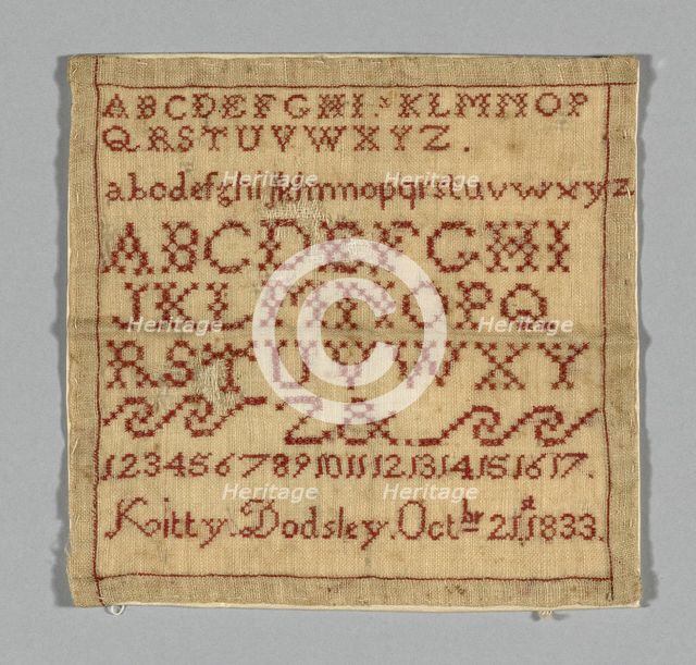 Sampler, United States, 1833. Creator: Kitty Marriot Moffat.