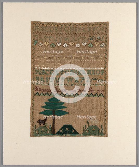 Sampler, United States, c. 1785. Creator: Elizabeth Nicholls.