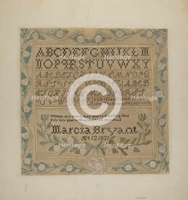 Sampler, c. 1937. Creator: Alfonso Moreno.
