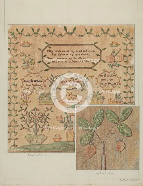Sampler, c. 1937. Creator: Alfred Walbeck.