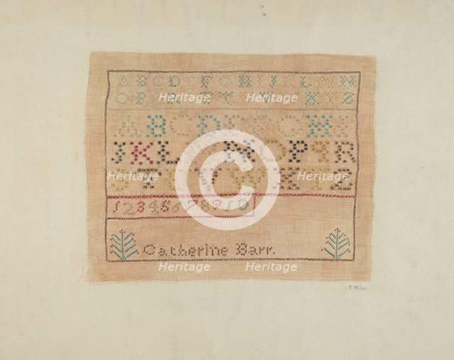Sampler, c. 1937. Creator: Arelia Arbo.