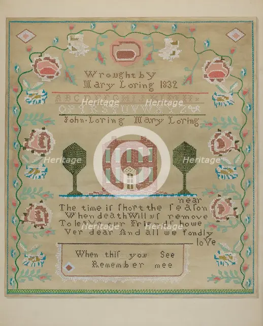 Sampler, c. 1937. Creator: Katherine Hastings.