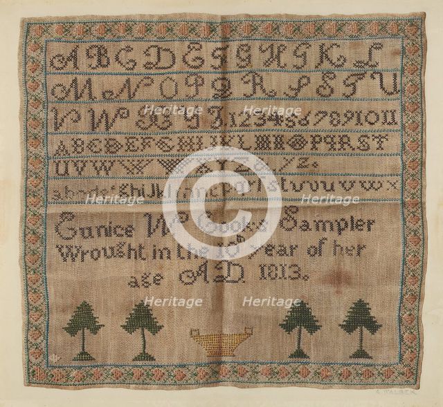 Sampler, c. 1938. Creator: Alfred Walbeck.