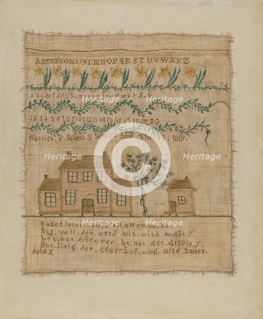 Sampler, c. 1938. Creator: Sarah F. Williams.