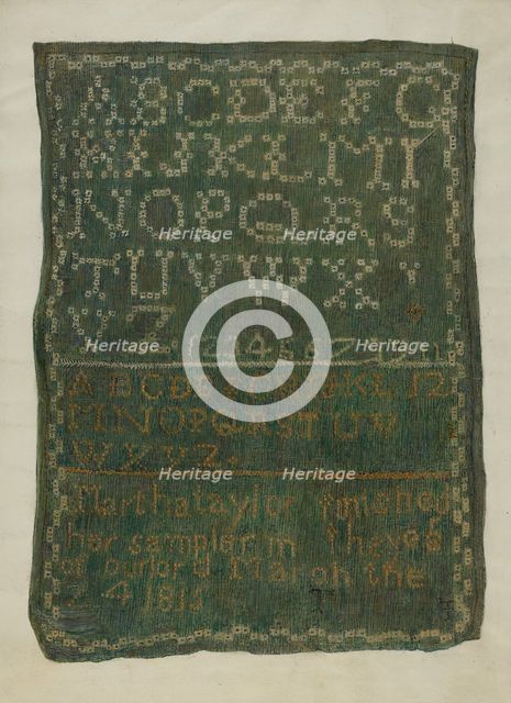 Sampler, c. 1939. Creator: Edna C. Rex.